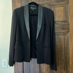 Elizabeth and James black blazer with black leather trim